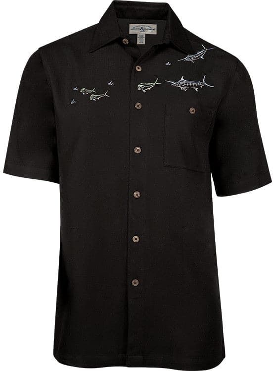 Hook & Tackle Mens Angler's Delight Fishing S/S Shirt - Black