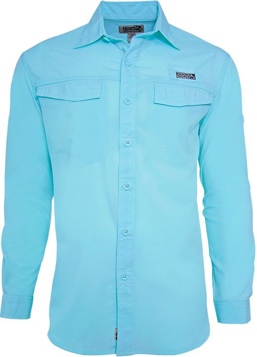 Hook & Tackle Mens Coastline Fishing L/S Shirt - Aqua Green