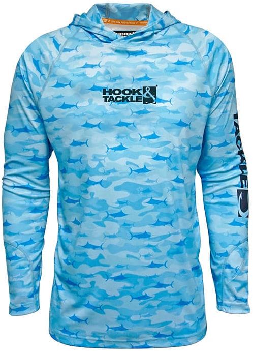 Hook & Tackle Mens Camo BillFish Fishing L/S Shirt - Blue Mist