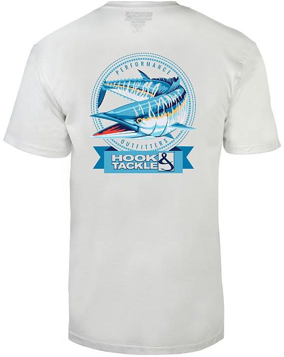 Hook & Tackle Mens Wahoo Action Fishing S/S Shirt - White