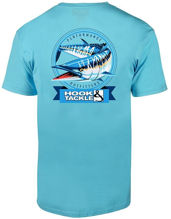 Hook & Tackle Mens Wahoo Action Fishing S/S Shirt - Pacific Blue