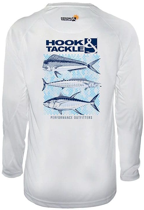 Hook & Tackle Mens Three's Company Fishing L/S Shirt - White